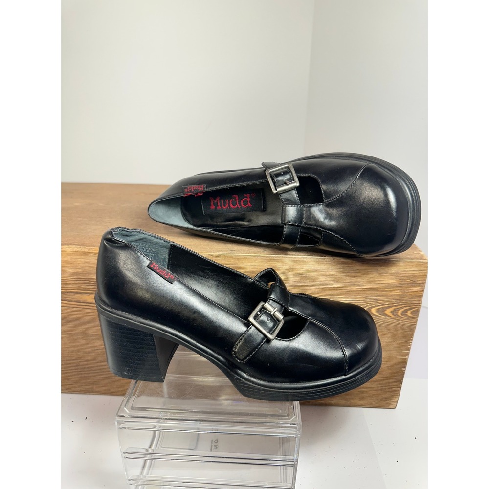 Mudd Mary Jane Heels Women 6.5 Black Chunky Y2K Mall Goth Platform Dark Academia
